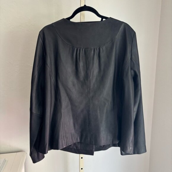 a.n.a Women’s Black Genuine Leather Button Front Jacket - Picture 4 of 7